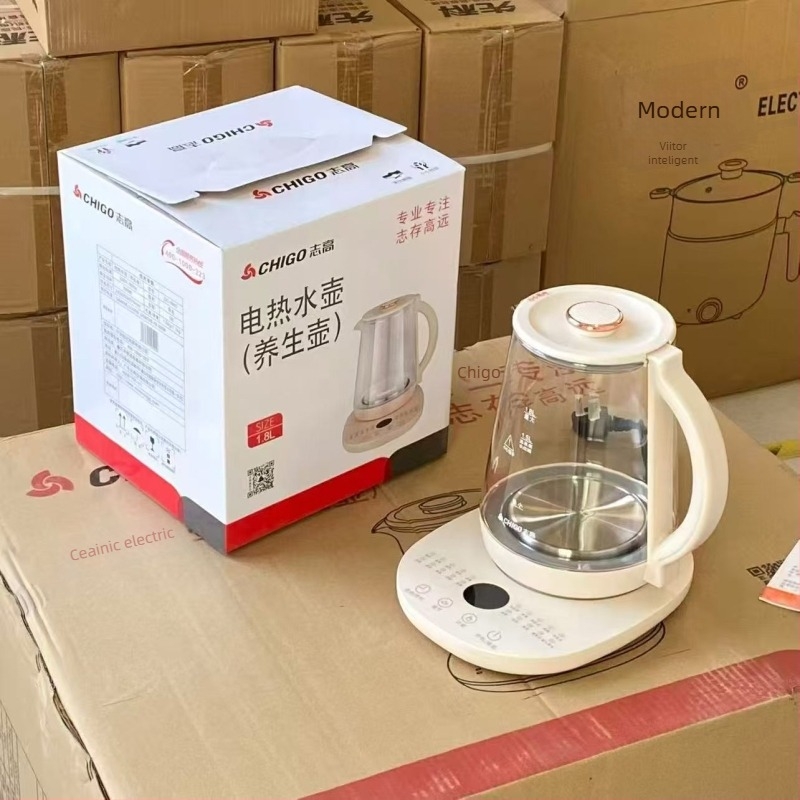 Ceainic de sănătate cu corp din sticlă borosilicată, capacitate 1.5–2 L, 800W, 220V, funcție de decoctare pentru medicina chineză