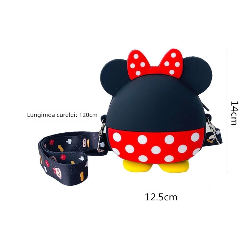 Geantă pentru copii din silicon, crossbody, cu imprimeu animat de animale — unisex, curea unică, utilizare zilnică