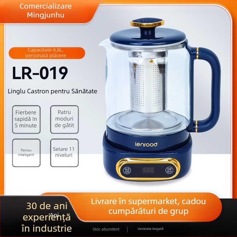 LR-019 Linglu Health Pot, 0.8L, corp din sticlă, control tactil, termostat electronic, 500–1000W
