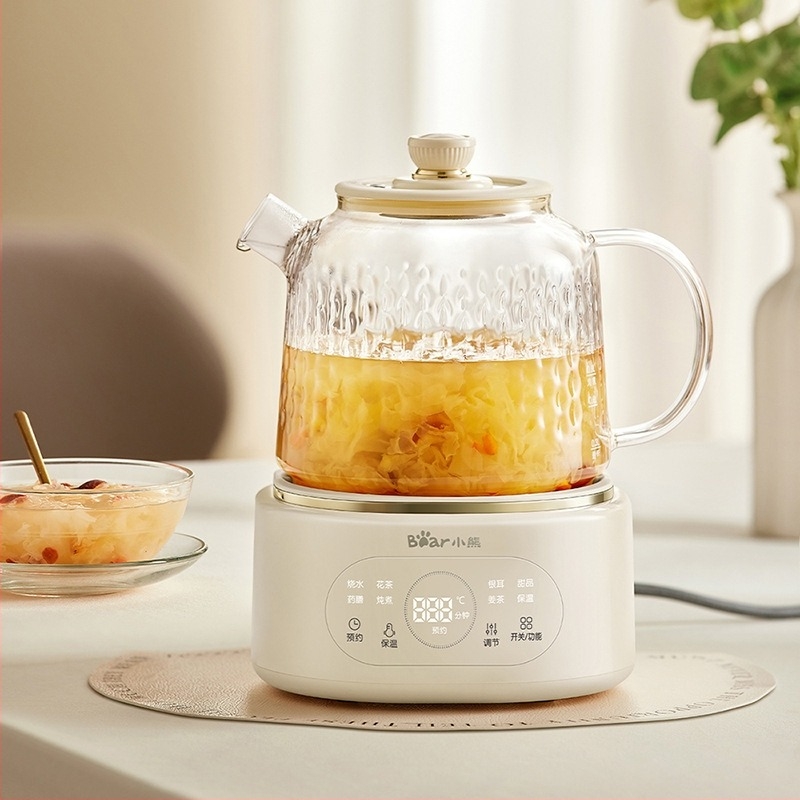 Ceainic de sănătate din sticlă borosilicată (Model YSH-P10R8 • Capacitate 1 L • Tensiune 220 V • Putere 500–1000 W)