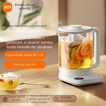 Ceainic electric pentru sănătate N1, 1,5 L, corp din sticlă, 220V, 1000W+, termostat digital