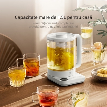 Ceainic electric pentru sănătate N1, 1,5 L, corp din sticlă, 220V, 1000W+, termostat digital