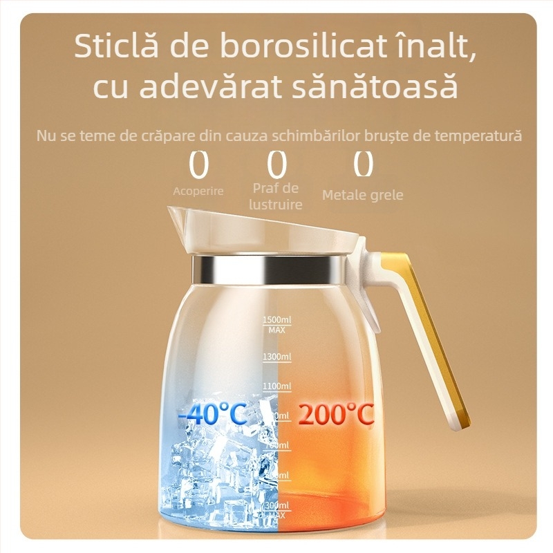 Health Pot din sticlă, multifuncțional pentru casă și birou, fierbător compact cu termostat digital pentru apă și ceai de flori