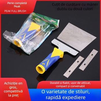 Cuțit pentru chit cu mâner din plastic, lamă plată pentru îndepărtarea vopselei și a adezivului pe plăci ceramice