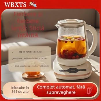 Pot sănătate din sticlă pentru ceai, capacitate 1.8 L, corp din sticlă borosilicat, 800W, 220V, control prin atingere