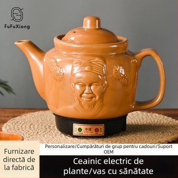Vas de decoct pentru medicina tradițională chineză, corp din lut mov, vas intern ceramic, capacitate 2–3 L, 220 V, 300-350 W