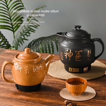 Vas de decoct pentru medicina tradițională chineză, corp din lut mov, vas intern ceramic, capacitate 2–3 L, 220 V, 300-350 W