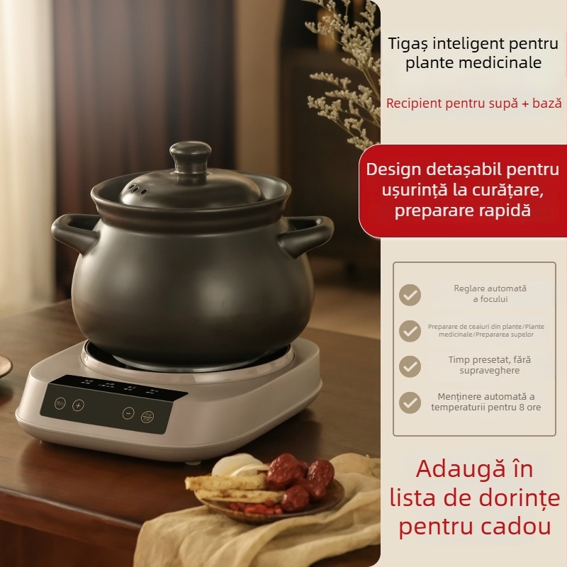 Oală de decoct cu corp ceramic, model G3L, capacitate 3-4 L, 220V, 500W, control tactil