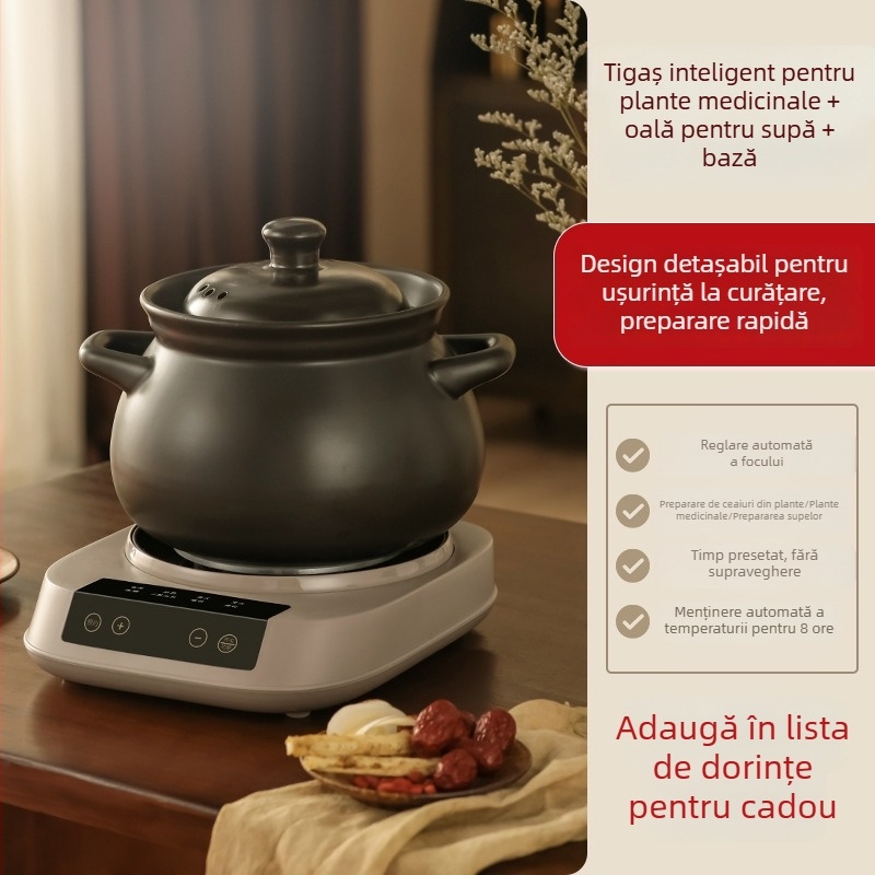 Oală de decoct cu corp ceramic, model G3L, capacitate 3-4 L, 220V, 500W, control tactil