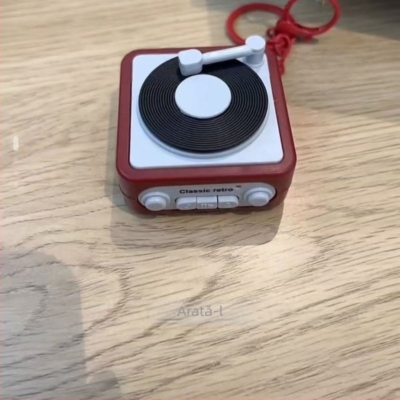 Mini înregistrator vocal pentru breloc – disc vinil retro, din plastic, cadou personal