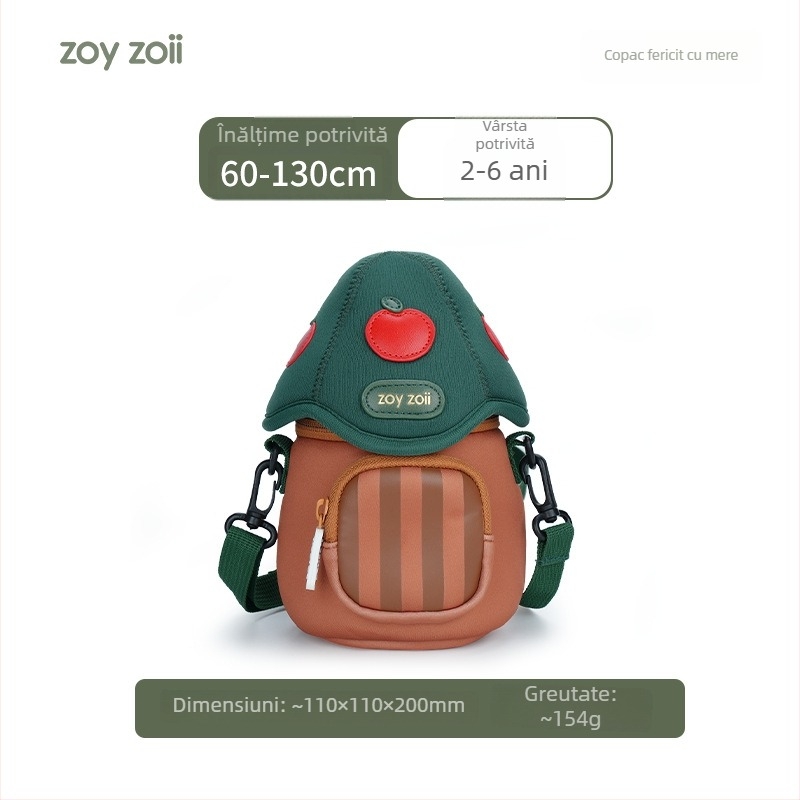 Rucsac pentru copii crossbody cu imprimeu ciupercă, poliester respirabil, design drăguț