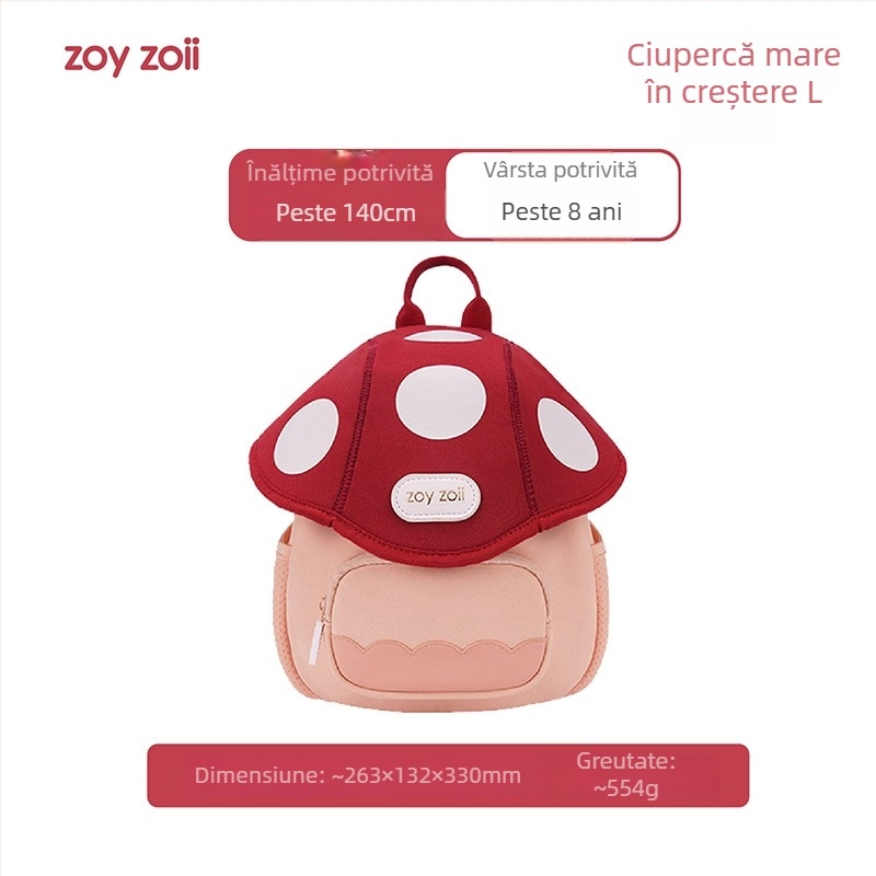 Rucsac pentru copii crossbody cu imprimeu ciupercă, poliester respirabil, design drăguț