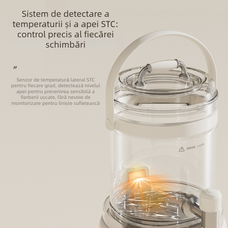 Yidepu Ceainic automat de sticlă, tip split, cu robinet, 1000W, 220V, control prin atingere, termostat digital, model JW-B28-T