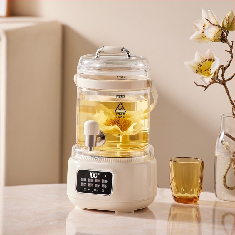 Yidepu Ceainic automat de sticlă, tip split, cu robinet, 1000W, 220V, control prin atingere, termostat digital, model JW-B28-T