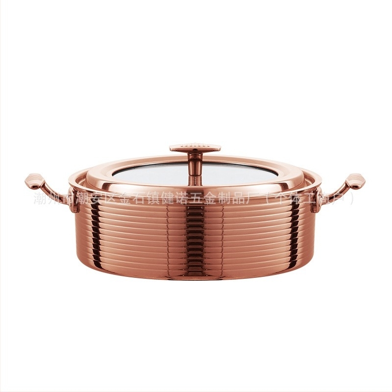 Vas pentru hot pot din oțel inoxidabil 304, bază din straturi compozite, neelectric, compatibil cu plite universale, capacități 2,1–4 L / 4,1–6 L / 6,1–10 L / 10 L+