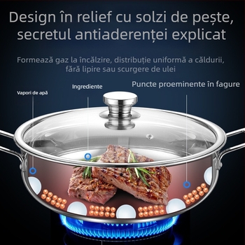 Oală groasă din oțel inoxidabil 316 pentru uz casnic, oală de supă de calitate alimentară, cu strat antiaderent, compatibilă cu aragaz pe gaz și plită cu inducție