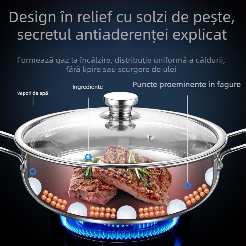 Oală groasă din oțel inoxidabil 316 pentru uz casnic, oală de supă de calitate alimentară, cu strat antiaderent, compatibilă cu aragaz pe gaz și plită cu inducție