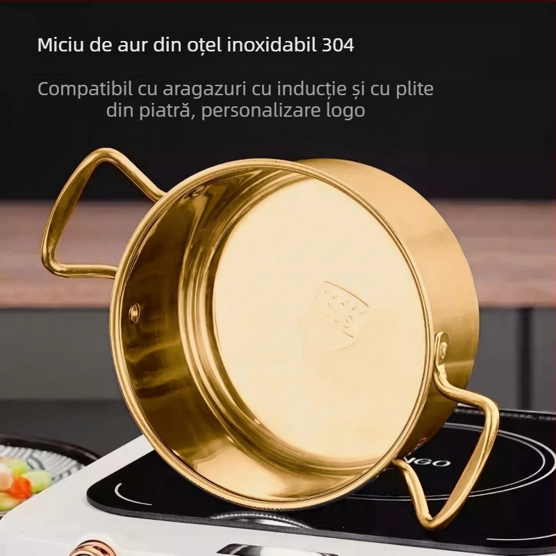Oală pentru o persoană din oțel inoxidabil 304, capac din sticlă, compatibilă cu inducția, capacitate 2,1–4 L, model TG