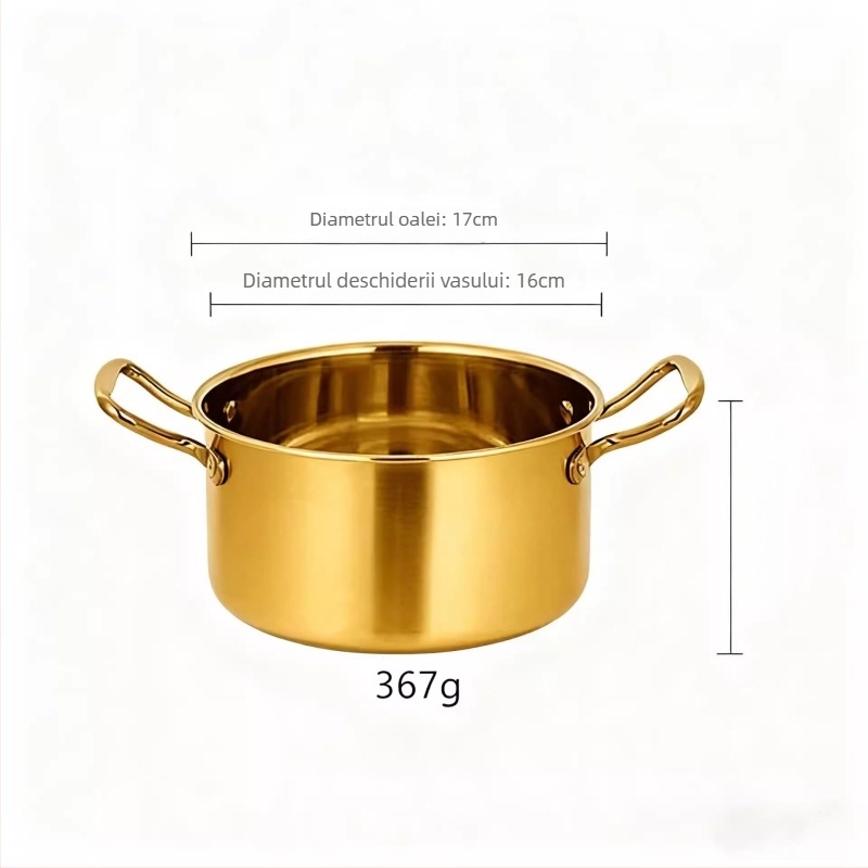 Oală pentru o persoană din oțel inoxidabil 304, capac din sticlă, compatibilă cu inducția, capacitate 2,1–4 L, model TG
