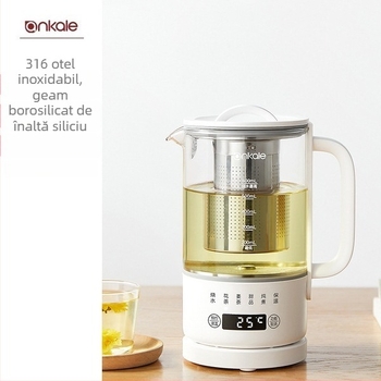 Ceainic de sănătate pentru infuzie ceai, corp din sticlă, capacitate 1 L, 220 V, 500 W, termostat digital cu control tactil
