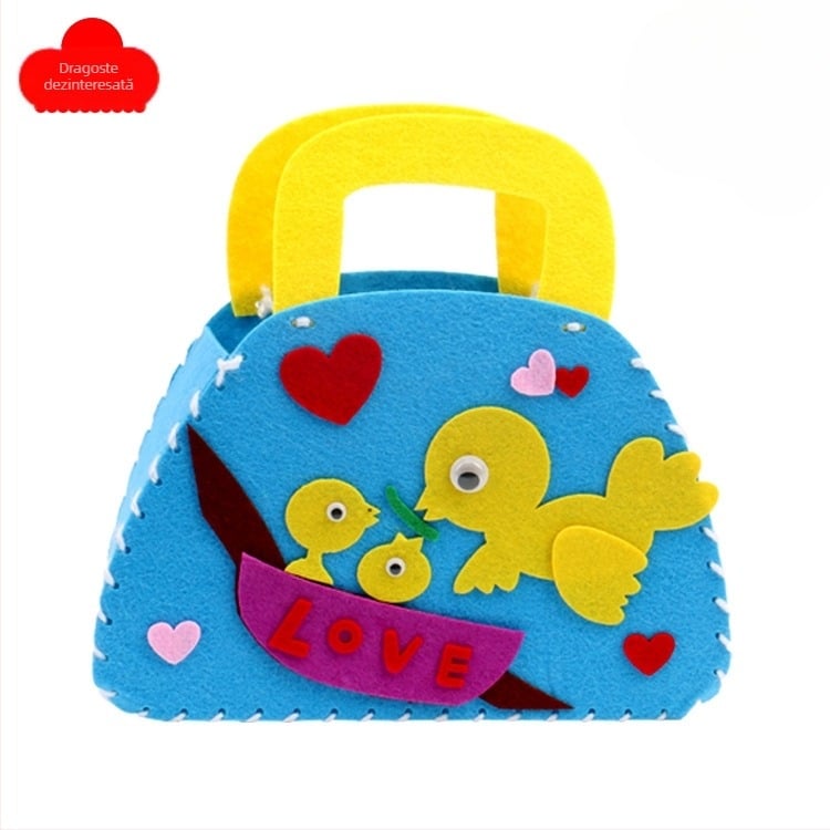 Kit DIY geantă crossbody pentru copii — material din felt, model constelații/zodiace, stil desen animat pentru copii, potrivit pentru grădiniță, primăvara 2024