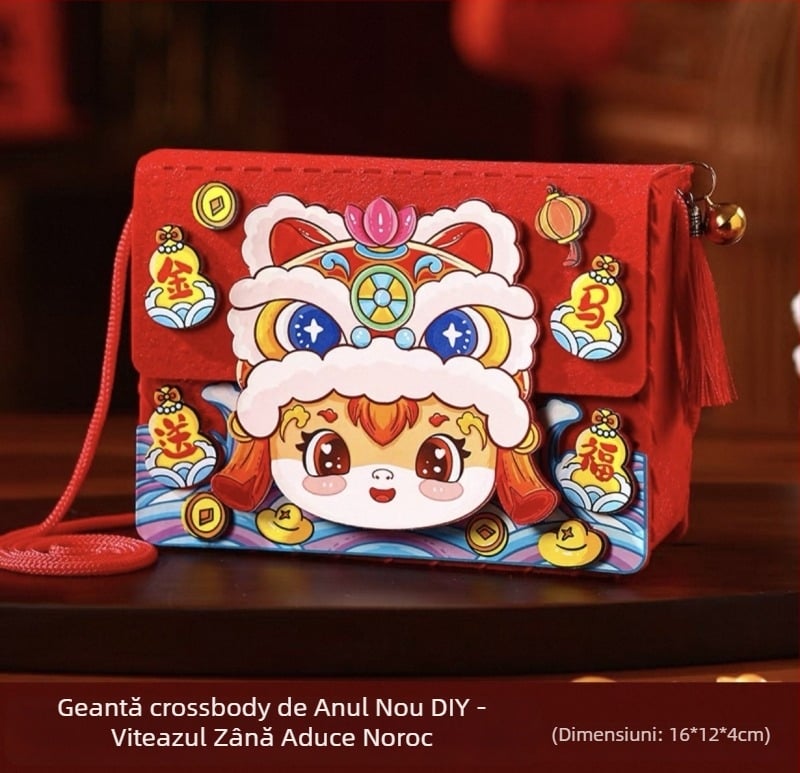 Kit DIY geantă crossbody pentru copii — material din felt, model constelații/zodiace, stil desen animat pentru copii, potrivit pentru grădiniță, primăvara 2024
