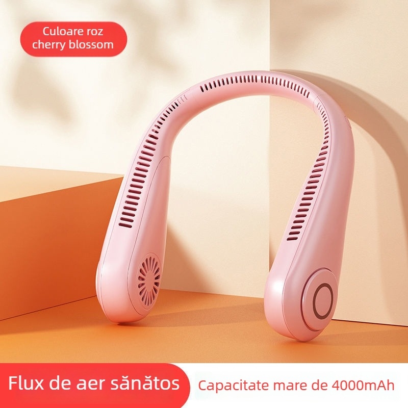 Ventilator pentru gât fără lame, silențios, USB miniportabil cu 3 viteze, baterie încorporată 2000–4000 mAh, autonomie 3–6 ore