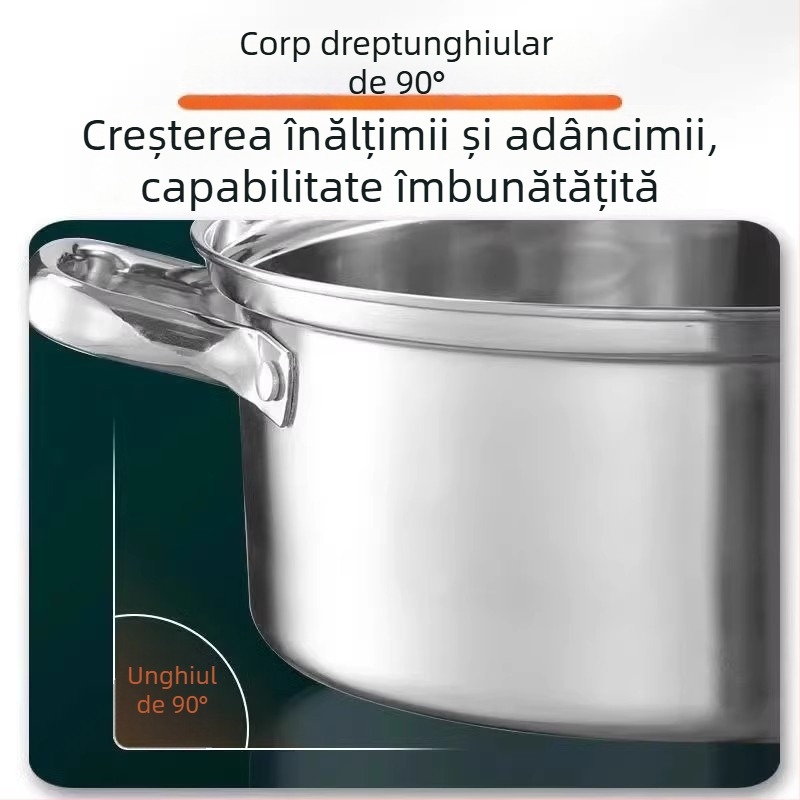 Mandarin Duck hot pot XR, oțel inoxidabil 201, compatibil cu plita cu inducție, capac de sticlă, bază unică, capacitate 2,1–4 L