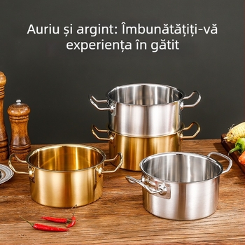 Oală fierbinte mică din oțel inoxidabil, capac din sticlă, fără fum, capacitate 2,1–4 L, compatibilă cu plite generale