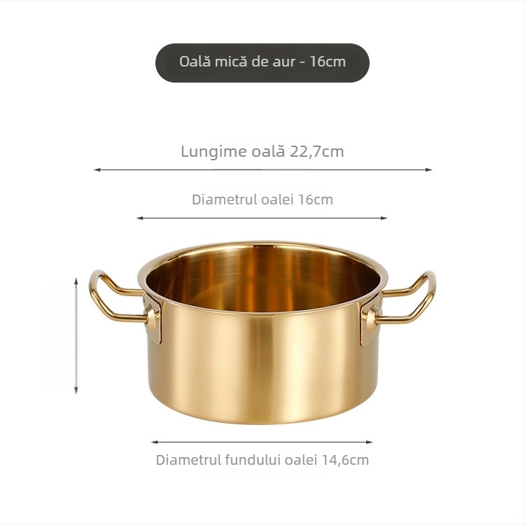 Oală fierbinte mică din oțel inoxidabil, capac din sticlă, fără fum, capacitate 2,1–4 L, compatibilă cu plite generale