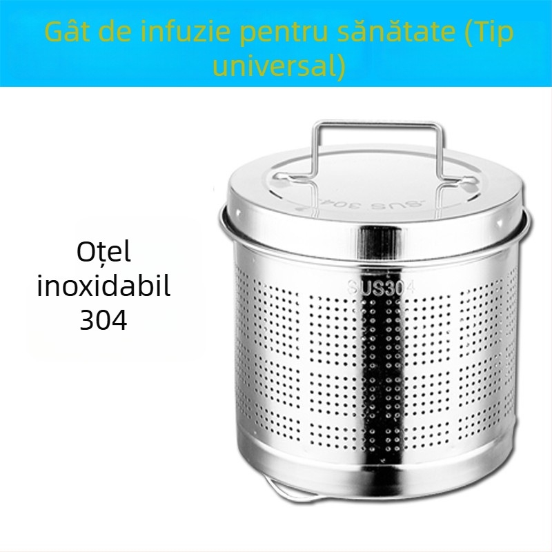 Ceainic pentru sănătate cu filtru de rețea din oțel inoxidabil 304, corp din oțel inoxidabil, vas interior din sticlă, capacitate 1,5–2 L, putere 500–1000 W