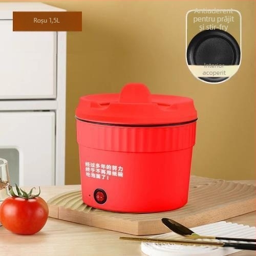 JMC-15 Oală electrică compactă pentru noodles, 1 persoană, capacitate până la 2 L, interior ceramic antiaderent, control mecanic cu buton, abur rapid