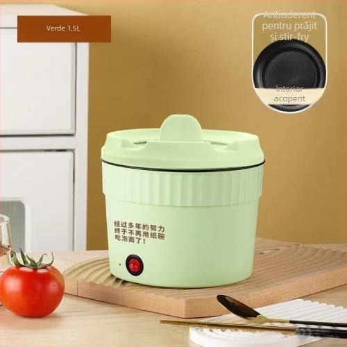 JMC-15 Oală electrică compactă pentru noodles, 1 persoană, capacitate până la 2 L, interior ceramic antiaderent, control mecanic cu buton, abur rapid