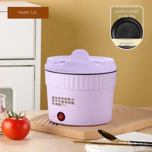 JMC-15 Oală electrică compactă pentru noodles, 1 persoană, capacitate până la 2 L, interior ceramic antiaderent, control mecanic cu buton, abur rapid