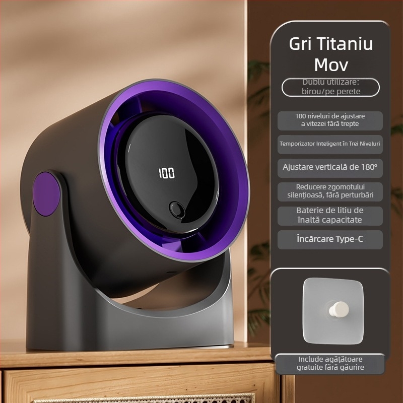 Ventilator de birou fără palete XJ09 – motor brushless, alimentare cu curent continuu, reglaj multiplu, mod somn