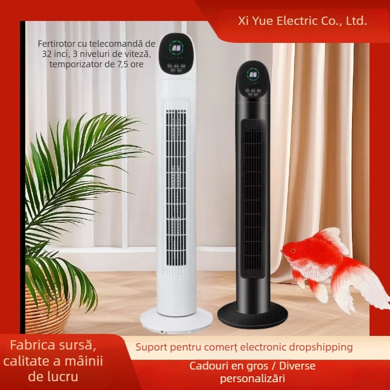 Ventilator vertical fără palete pentru casă — 45W, 220V, 50Hz, 3 moduri de aer (Natural, Sleep, Normal), temporizator 2–8 ore