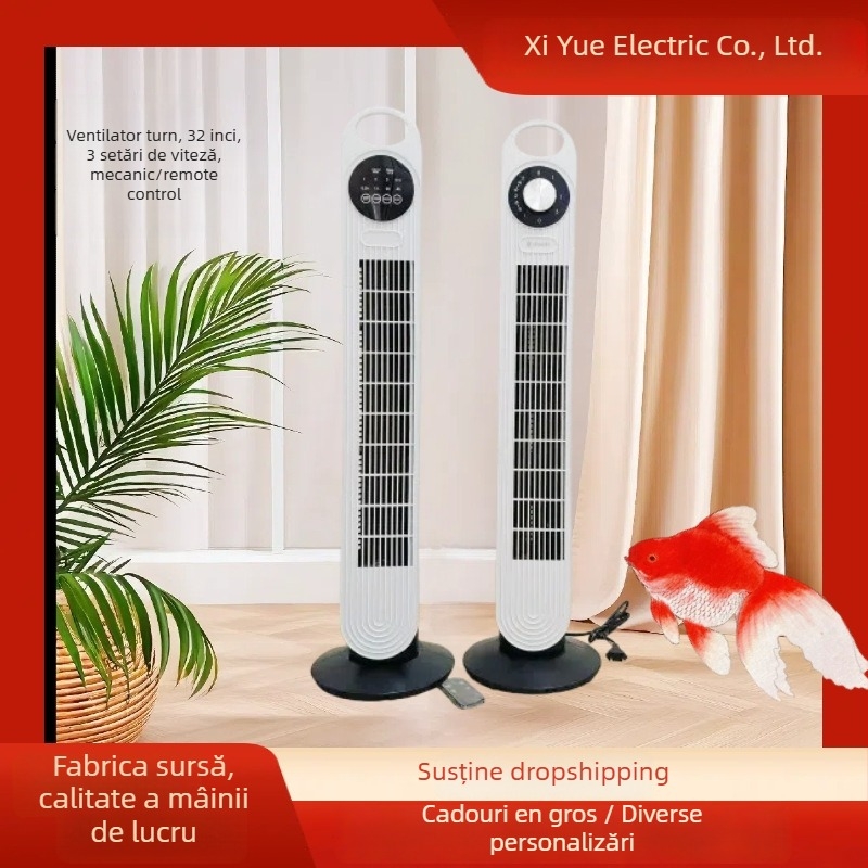 Ventilator vertical fără palete pentru casă — 45W, 220V, 50Hz, 3 moduri de aer (Natural, Sleep, Normal), temporizator 2–8 ore