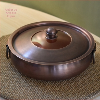 Oală fierbinte din cupru cu fund dublu, capac din cupru, model DSTY456, capacitate 4.1–6 L și 2.1–4 L, compatibilă cu toate plitele