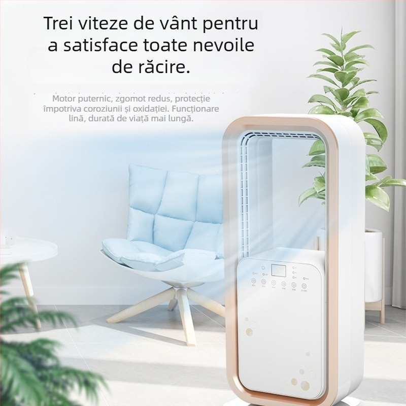 Ventilator fără palete pentru casă, podea, cu telecomandă, 60W, 220V, vânt natural, 3 viteze, cap oscilant