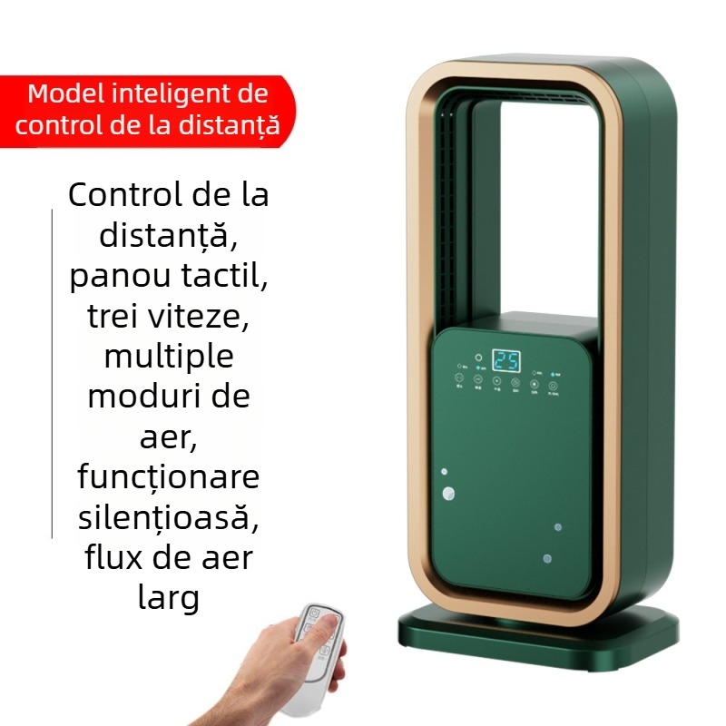 Ventilator fără palete pentru casă, podea, cu telecomandă, 60W, 220V, vânt natural, 3 viteze, cap oscilant