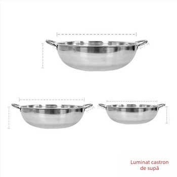 Oală hot pot Yin-Yang din oțel inoxidabil, compartimente divizate pentru două gusturi, acoperire antiaderentă, compatibilă cu plita cu inducție, capac din sticlă