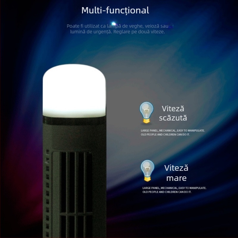 Ventilator de birou fără palete, alimentat USB, lampă LED pentru protecția ochilor, vânt natural, 2 viteze