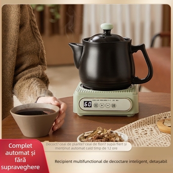 Caserolă electrică ceramică cu termostat electronic, 600W, 220V, vas interior ceramic, potrivită pentru o singură persoană