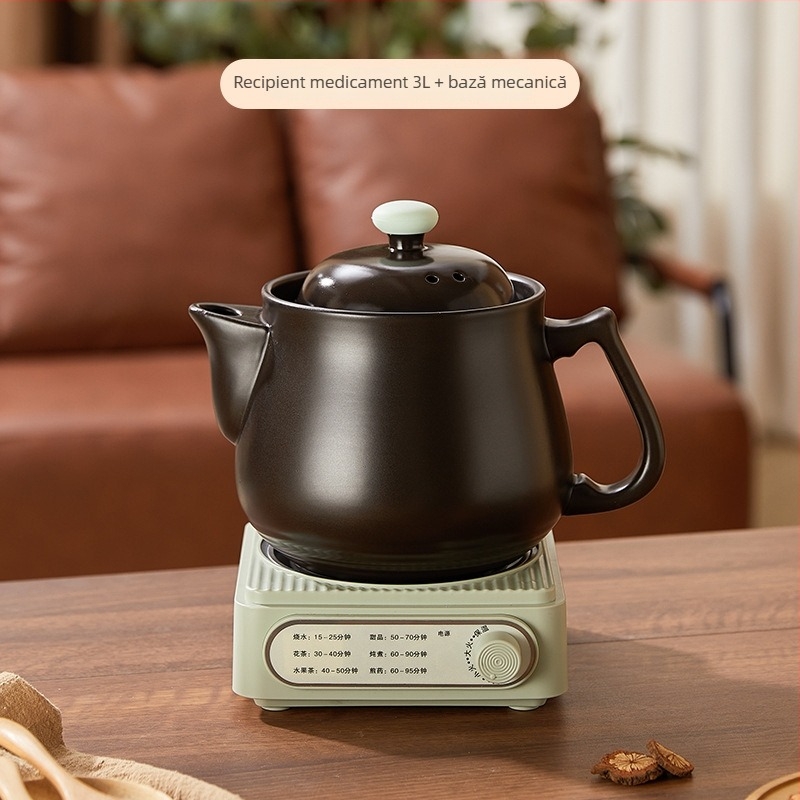 Caserolă electrică ceramică cu termostat electronic, 600W, 220V, vas interior ceramic, potrivită pentru o singură persoană