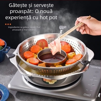 Hot pot rotativ reglabil din oțel inoxidabil Mandarin Duck – 4.1–6 L, bază simplă, fără capac, marca TAIYANG