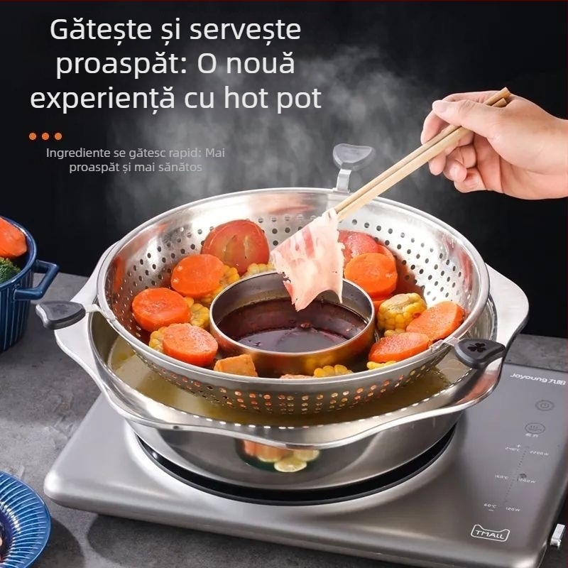 Hot pot rotativ reglabil din oțel inoxidabil Mandarin Duck – 4.1–6 L, bază simplă, fără capac, marca TAIYANG