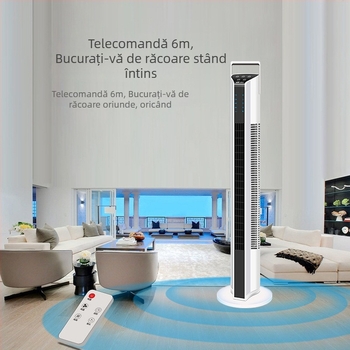 Ventilator vertical fără palete pentru uz casnic, oscilare stânga-dreapta, 3 viteze, temporizator 2–8 ore, telecomandă, model 2105