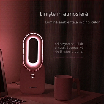 Ventilator fără palete de birou, încărcare USB, portabil și silențios, baterie încorporată 2500 mAh, 4 trepte de viteză