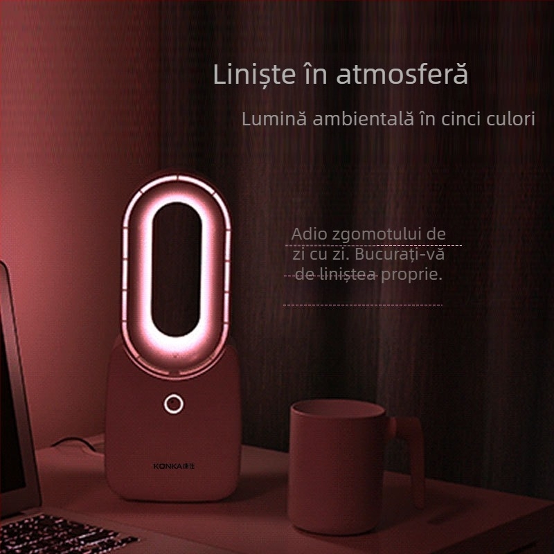 Ventilator fără palete de birou, încărcare USB, portabil și silențios, baterie încorporată 2500 mAh, 4 trepte de viteză