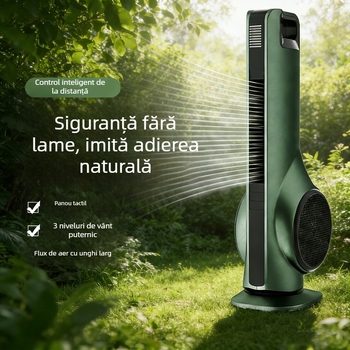 Ventilator turn fără palete, cu telecomandă, 3 trepte, flux de aer cu unghi lat